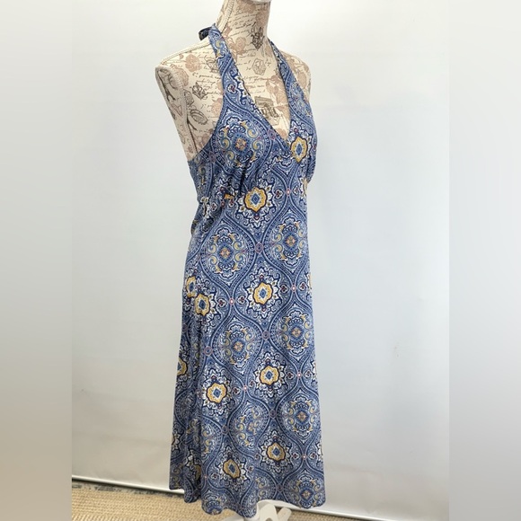 TOMMY HILFIGER Blue and Yellow paisley Backless Dress size 4 - Picture 8 of 14